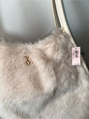 Victoria’s Secret  Faux Fur Shoulder Tote Bag in Cream